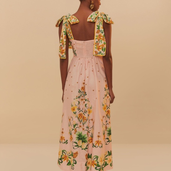 Pink Botanical Beauty Shoulder Bow Midi Dress - Picture 3 of 4